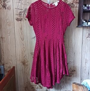 American Rag Lace Overlay Asymmetric Circle Skirt Dress Size Medi…